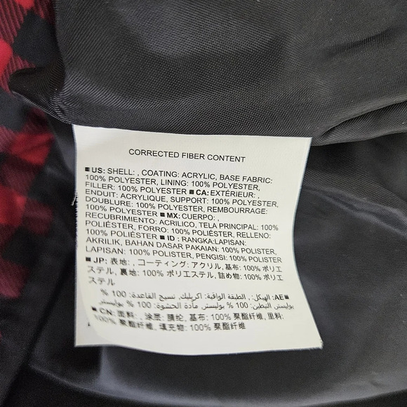 Old Navy Quilted Vest Red Buffalo Plaid Checks Sleeveless Full Zip Lightweight - Picture 6 of 8